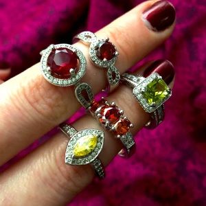 Faux Gem Rings - Red, Orange, Yellow, Lime Ring